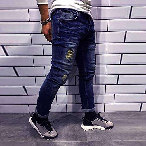 Caopixx Men Casual Trouser Biker Ripped Skinny Jeans Frayed Slim Fit Denim Pants Mens Shorts - Thumbnail 3
