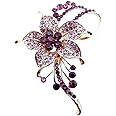Crystal Pearl Flower Brooches Pins Fashion Beautiful Created Rhinestone Floral Brooch Good Idea for Party Dance Wedding Banquet for Elegant Women Girl