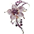 Crystal Pearl Flower Brooches Pins Fashion Beautiful Created Rhinestone Floral Brooch Good Idea for Party Dance Wedding Banqu