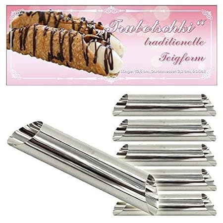 Cannoli Backform 6er Set Edelstahl (126 mm x 23 mm) Traditionelle Backform