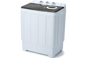 PLENTORA Portable Washing Machine Twin Tub - 28lbs Compact Washer(18lbs) and Dryer(10lbs) Combo with Drain Pump - Mini Laundry Machine for Apartments, Dorms, RVs, and Camping - Grey