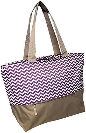 101SNORKEL XL Beach Tote Chevron Print Weekender Bag with Mesh Webbed Handles and Outer Zippered PocketCan Be Personalized Purple
