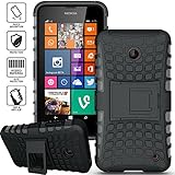 ElBolt 3 in 1 Bundle Nokia Lumia 635 / Nokia Lumia 630 Armor Grenade Stand Hard Gel Case -Black with Free Ultra-Sensitive Stylus Pen and Premium Screen Protector by BeautyCentral TM