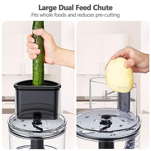 YASHE Multifunctional Food Processor, 2.5L Bowl & 1.5L Glass Blender, Mixer, Grinder, Juice Extractor, Kneader, Slicer & Grater, 3 Speeds + Pulse, Safety Lock