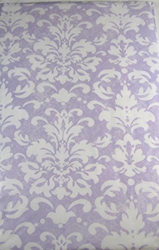 Fleur De Lis Flannel Back Vinyl Tablecloths Lavender &amp; White Assorted Sizes (52 x 102 Oblong)
