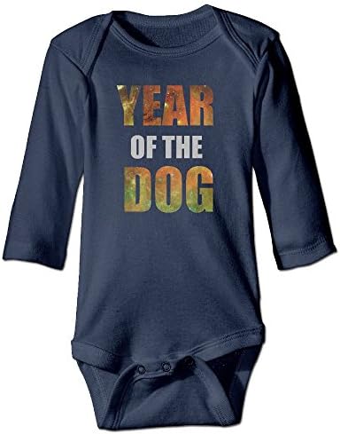 Baby Girl Boy 2018 Year Of The Dog Chinese New Years Long Sleeve Onesies Outfits Navy
