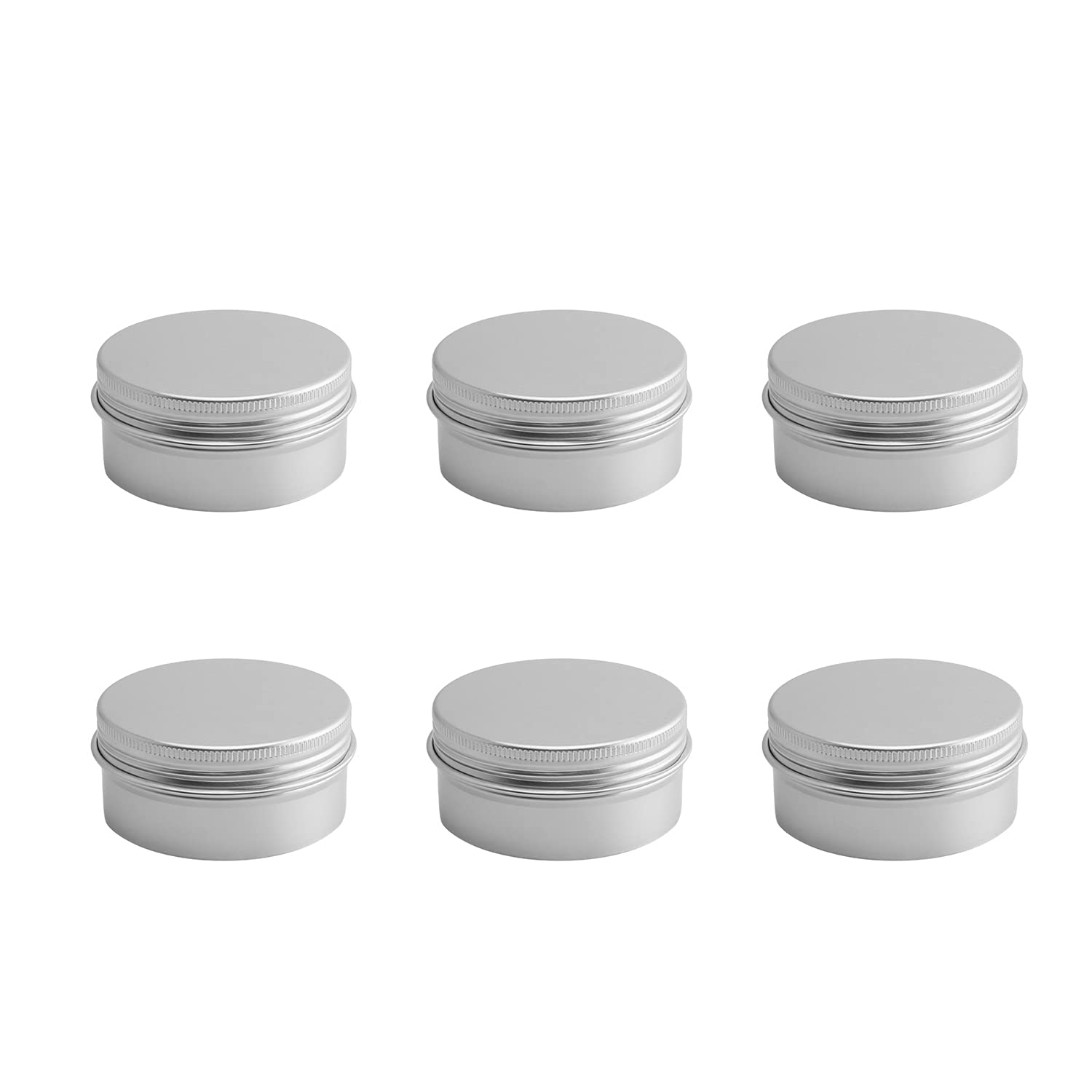 Othmro 6pcs Aluminium Tin Jars, 2.7oz Small Containers Tins with Screw Lids, Empty Can Travel Tins for Candles, Cosmetic, Soap Silver (80ml/2.7oz)