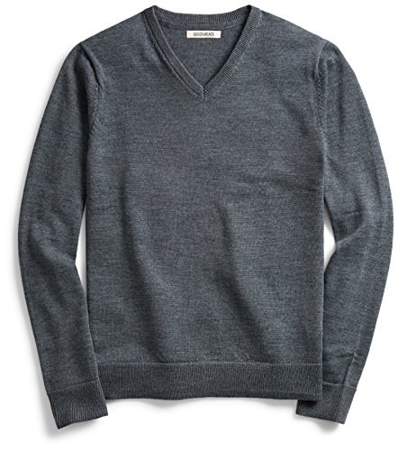 Goodthreads Men's V-Neck Merino Sweater, Charcoal Heather, X-Large