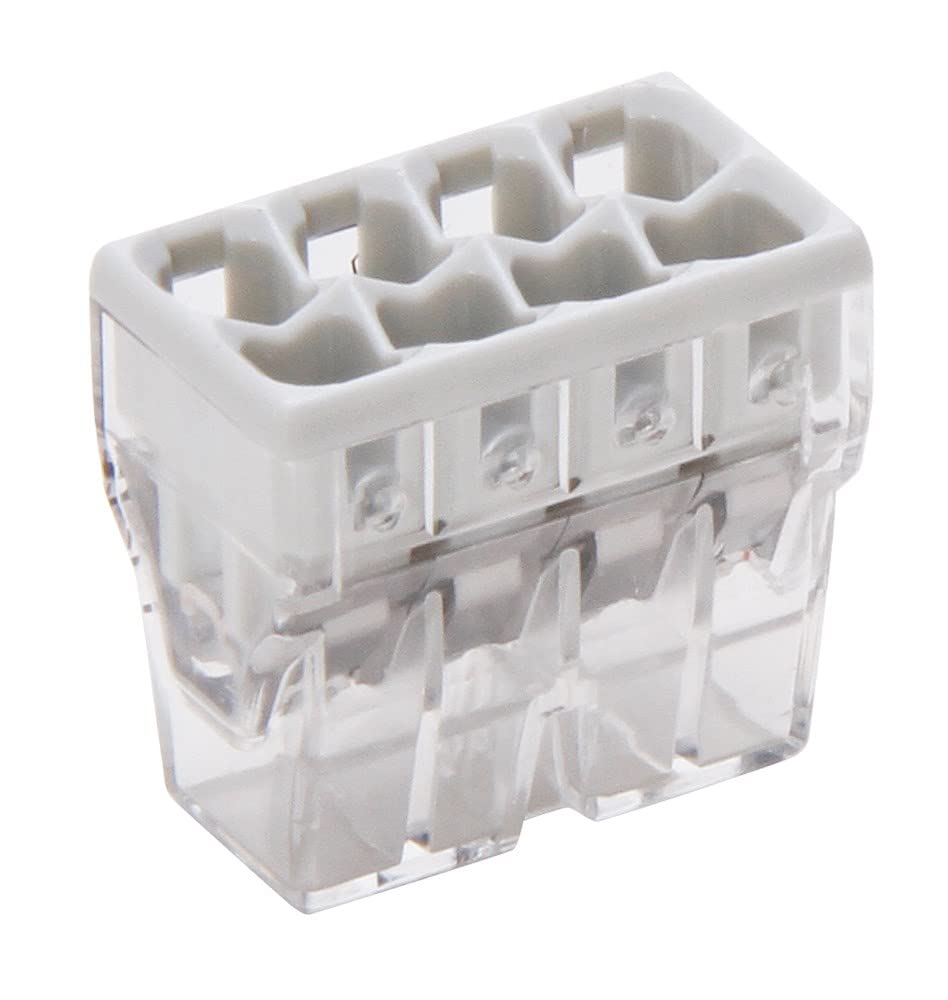 Kopp 33346416 WAGO Compact Junction Terminal 8 Wire Clamps Grey 0.5 – 2.5 mm² Pack of 10, Clear/Grey