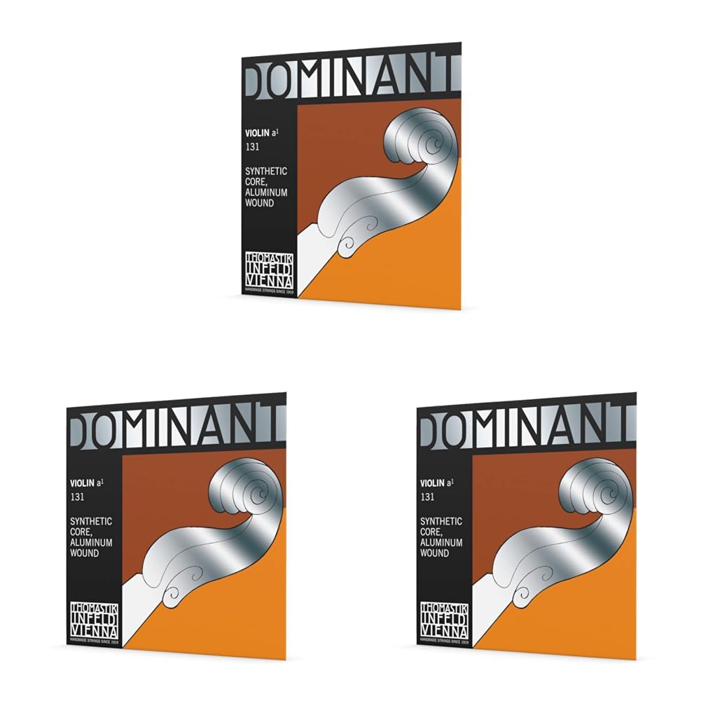 Thomastik Single string for Violin 4/4 Dominant - A-string Synthetic Core, Aluminium Wound, Medium (Pack of 3)