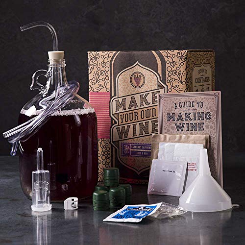 Man Crates Winemaking Kit - Includes Guide To Making Wine, 1 Gallon Glass Jug, Vineyard-Pressed Cabernet Sauvignon Juice, 5 Zork Bottle Closures and More - Great Gifts for Men
