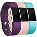 Maledan Bands Replacement Compatible with Fitbit Charge 2, 3-Pack, Plum/Teal/Blush Pink, Small
