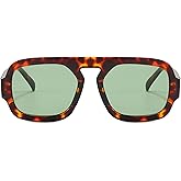 ADE WU Trendy Square Sunglasses for Women Men,Vintage Square Aviator Sunglasses Fashion 70s Inspired Stylish Flat Top Shades