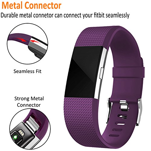 Wepro Replacement Bands for Fitbit Charge 2, Pack of 3 Charge2 Wristbands, Small, Plum, Slate Blue, Champagne - Thumbnail 5