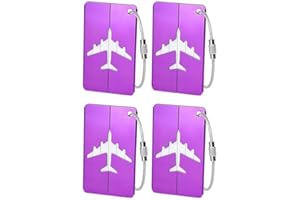 4pcs Aluminum Alloy Luggage Tags Set, Portable Suitcase Address Label Holder with Steel Ring, Perfect for Easy Identification