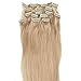 Grammy 18 Inch 7pcs Remy Clips in Human Hair Extensions 70g with Clips for Highlight (18inch, 24 Beige Blonde)