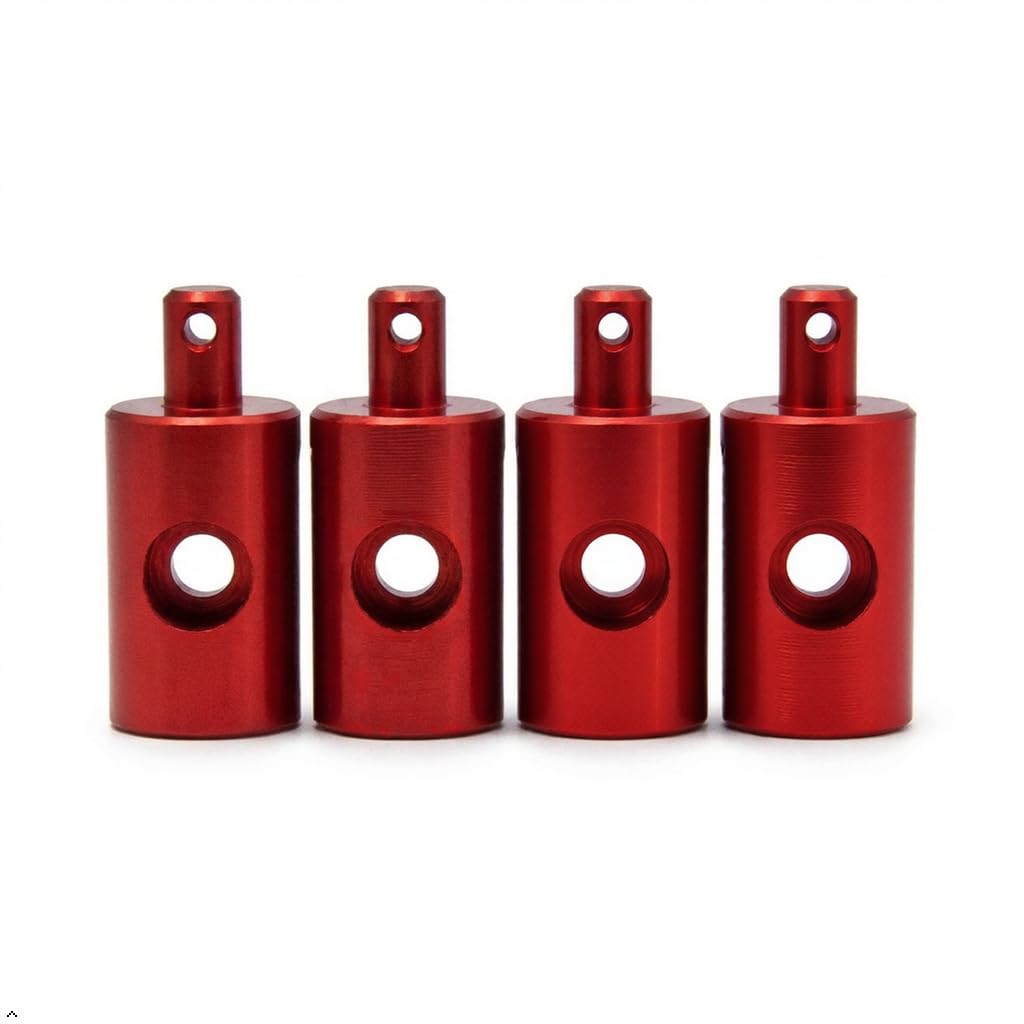 PrecisionGeek – Tamiya Lunchbox Mounts (Red, Set of 4) – CNC Machined Aluminium Shock Mounts for Tamiya Lunchbox, Midnight Pumpkin, Monster Beetle – RC Upgrade Parts for Suspension Strength