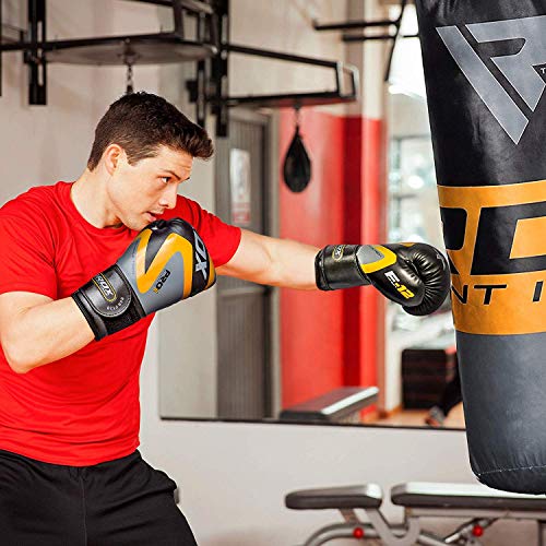 RDX Boxing Gloves Training Punching Bag Sparring Maya Hide Leather Muay Thai Mitts Kickboxing,Orange,16oz - Thumbnail 7