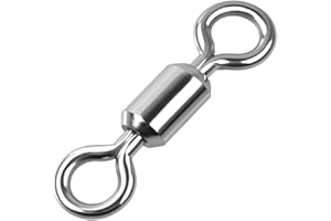 unclesportinfof 100 Pcs Fishing Swivels Saltwater, 100% 304 Stainless Steel Power Swivel Corrosion Resistance Barrel Swivels High Strength Freshwater Fishing Line Lure Leader Connectors
