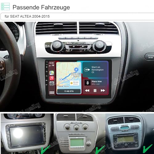 4+64GB Android 15 Car Radio for Seat Altea 2004-2016 Wireless Carplay Android Auto, Touch Screen 9 Inch Bluetooth 2 DIN with GPS, WiFi, RDS FM, EQ, Rear View Camera