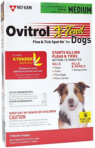 Ovitrol XTend Flea Tick Spot On for Medium Dogs (3255 lbs) 3 MONTH