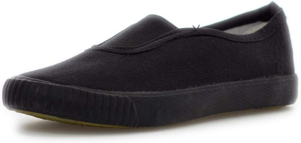 Walkright Gusset School Plimsoll in Black