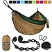 Gold Armour Camping Hammock - XL Double Hammock Portable Hammock Camping Accessories Gear for Outdoor Indoor with Tree Straps, USA Based Brand (Khaki and Dark Green)