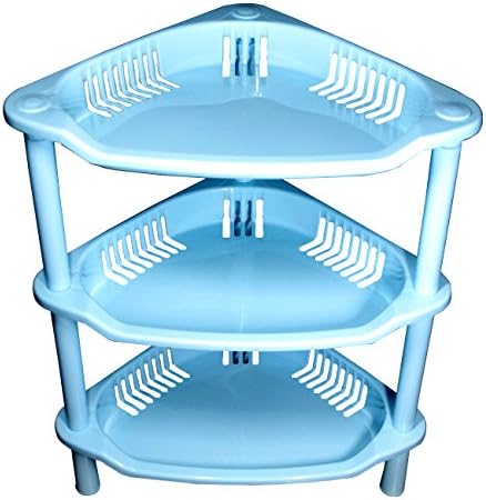 Terya 3 layer assemble glove triangle rack,Save space bathroom kitchen home shelves (blue)