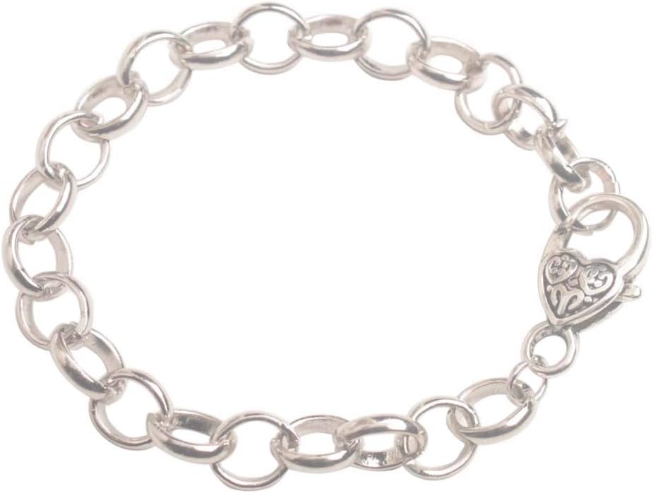 ChangJin JewelryChangJin 10PCS Silver Tone Metal Chain Heart Clasp Bracelets 22cm for Jewelry Making
