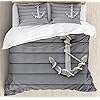 Ambesonne Anchor Duvet Cover Set, Wooden Marine Shapes on The Wall Antique Navy Nature Adventure Themed Art Work Print… 51oCu9JrREL