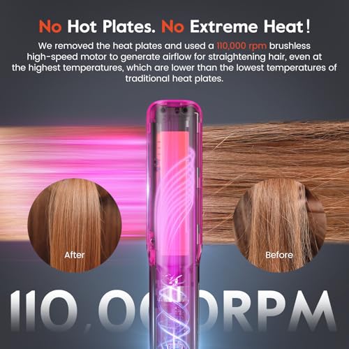 Air Hair Straightener Upgraded 2026, slopehill 1600 W Ion Air Straightener without Heating Plates, Stronger Air Flow for Better Smoothing Effect, Lighter and Quiet, Wet & Dry Hair, No Heat Damage, 90