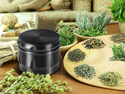 iRainy 1.6 Inch 4 Pieces Spice Herb Grinder G2 Pocket Size Small Tiny Grinder with Pollen Catcher (Black)