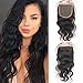 Luwigs 5x5 Lace Closure with Baby Hair Body Wave Free Part Brazilian Human Virgin Hair Lace Pieces Bleached Knots Natural Color (16 inches, Body Wave)