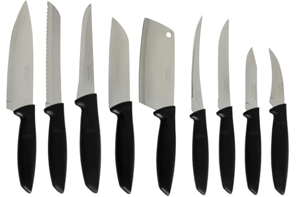 Jogo de Facas Tramontina Plenus com Lâminas em Aço Inox e Cabos de Polipropileno Preto 9 Peças
