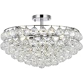 Elegant Lighting Savannahh 20" Iron and Crystal Flush Mount in Chrome