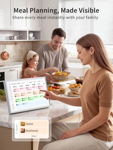 Digital Calendar 15.6 Inch - Smart Chore Chart & Wall Planner, No Subscription Electronic Calendar for Family, Meals, Photo Display, Wall/Desk Mount, Touch Screen, Gifts for Women Men, Gifts for Mom