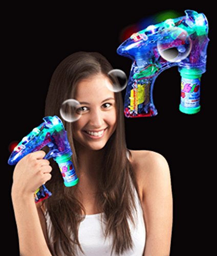 Rhode Island Novelty Light-Up LED Transparent Bubble Gun (Colors May Vary)