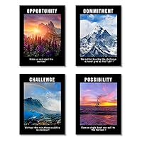 Framed Motivational Poster Inspirational Conference Room Offfice Quotes Wall Art Collection (Scenic-Black)