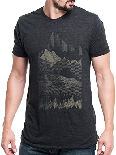 Black LanternGraphic Tees By Black Lantern – Screen Printed Tri Blend T Shirt in Tri-Black, Geometric Mountain Range Design (Sizes S-XXL)