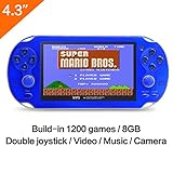 CZT Version 64Bit 4.3 Inch 8GB Handheld Game Console Build in 1200+ Games Video Game Console Support NEOGEO/CPS/FC/SFC/GBA/GBC/GB/SMC/SMD/SEGA Games MP3 MP5 Player Ebook Camera Recording(Blue)