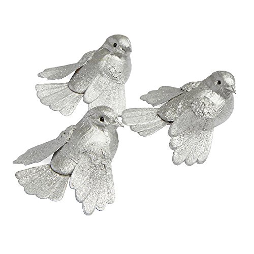 Silver Woodland Mushroom Chickadee Birds | 12 Birds | for Indoor Decor