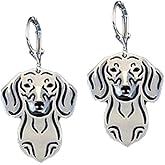 Dachshund Dog Earrings Necklace or Set for Women By Ginger Lyne | Sterling Silver Pendant and Box Chain or Drop Dangle Earrings Puppy Pet Jewelry for Wife or Girlfriend