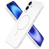 oakxco for iPhone 16 Case Silicone Mag Safe, Magnetic Slim Thin Phone Case Compatible with Magsafe Wireless Charging, Cute Girly Aesthetic Soft Rubber Gel Safecase for Women Girls, White