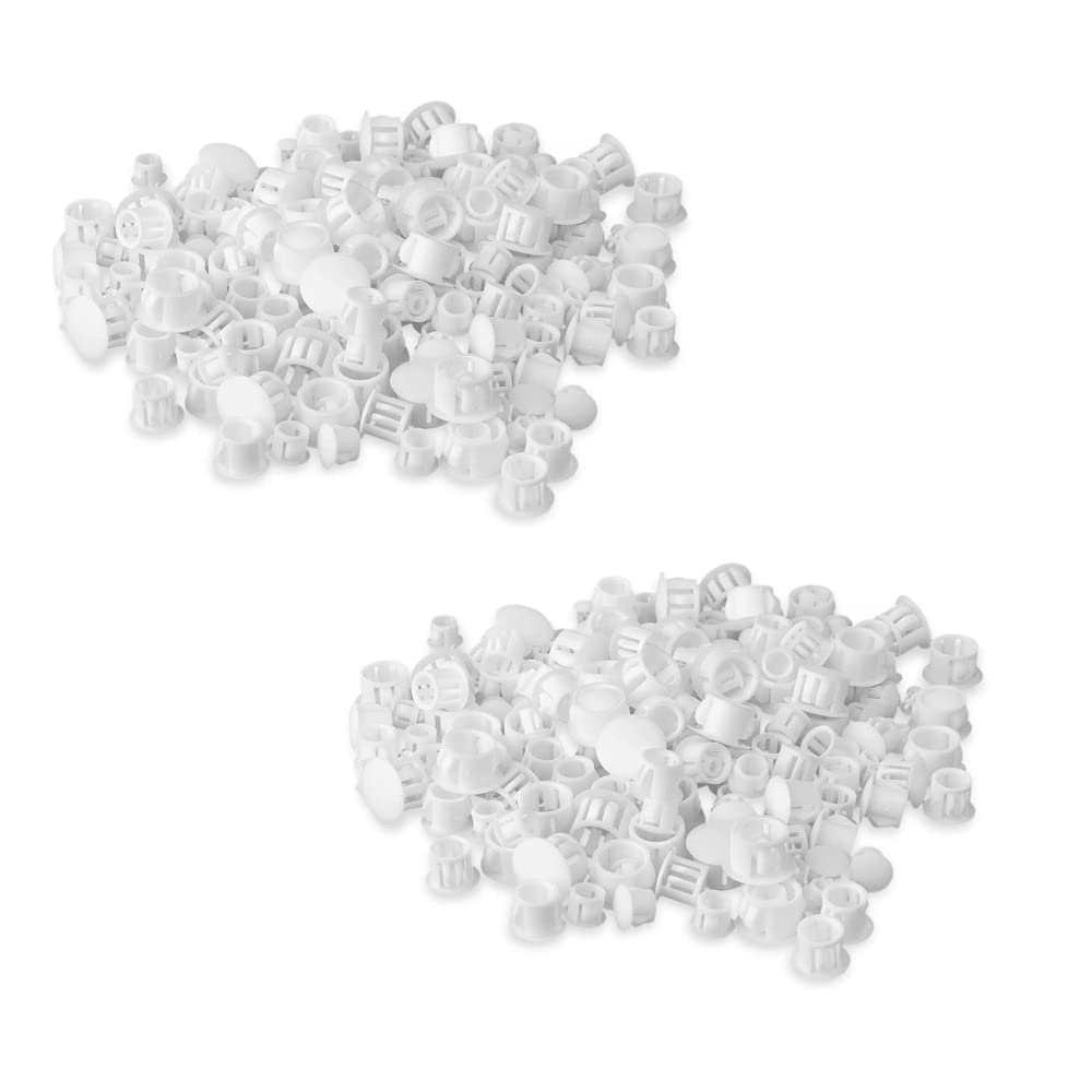 Aoktorkit 100 Pcs Plastic Plugs, 10mm White Plastic Hole Plugs, Locking Insert End Cap, Hole Covers for Screw Holes Furniture Machines Cabinets, (AOK0145-10mm) — image 1