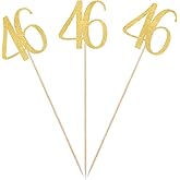 Gold Glitter 46th Birthday Centerpiece Sticks, 12-Pack Number 46 Table Topper Anniversary Party Decorations