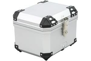PHX 45L Silver Motorcycle Top Case – Lockable Waterproof Rear Trunk for Scooter, E-Bike & Motorbike – Quick-Release Mount, Pa