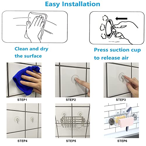 5-in-1 Sponge Holder for Kitchen Sink, GEEKBOY Adhesive Kitchen Sink Caddy Organizer, SUS304 Stainless Steel Rust Proof, No Drilling with 2 Strong Suction Cups