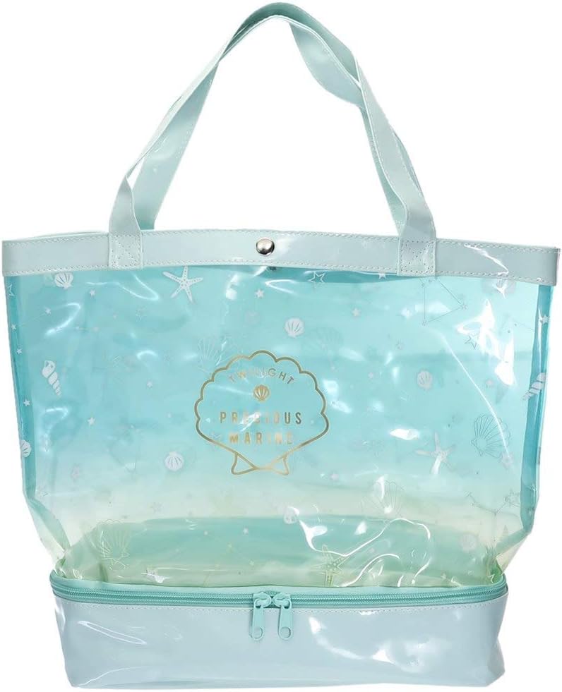 Amazon Co Jp プールバッグ 底部ファスナーポケット付き 2層式 ビニールトート プレシャスマリン 巾着付き おもちゃ