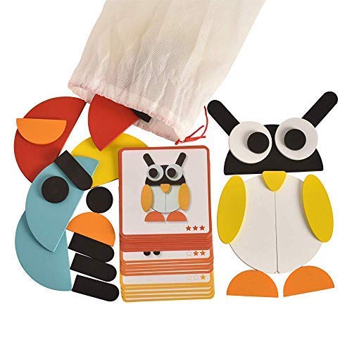 BOHS Creative Animals Themed Pattern Blocks Set -Puzzles for Toddlers and Preschooler Kids Ages 2.5 - 6 Years Old , with 20 Activity Idea Cards and 1 Pouch - Thumbnail 6
