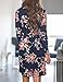 ZESICA Women's Long Sleeve Floral Print Pleated Casual Swing Tunic T-shirt Dresses,Dark Blue L